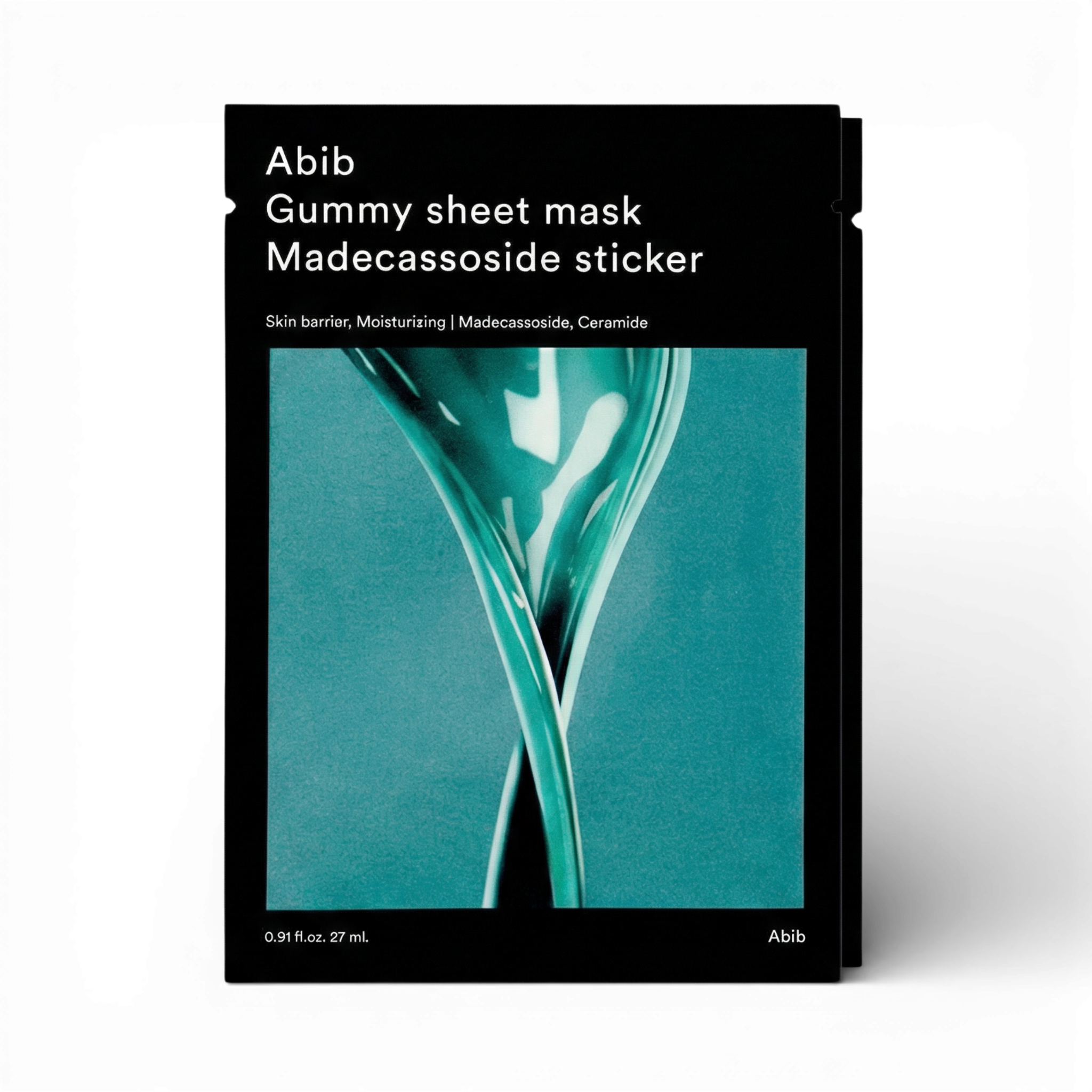 Abib Gummy sheet mask packaging with on a white background